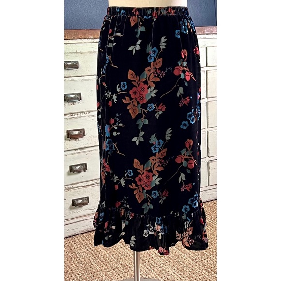 Anthropologie Othilia Willow Tiered Velvet Floral Romantic Midi Skirt NWT XS - Picture 10 of 12